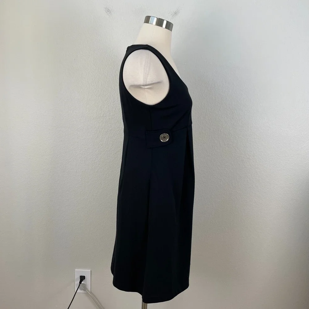 Michael Kors‎ Womens 4 Black Side Button Babydoll Dress Sleeveless Stretch